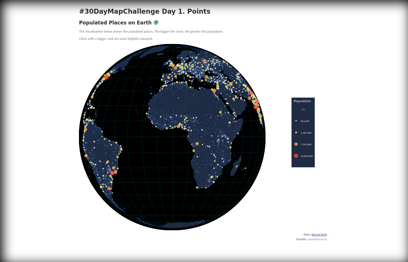 3D globe map in D3.js - Populated Places on Earth 🌍 - MapTheClouds